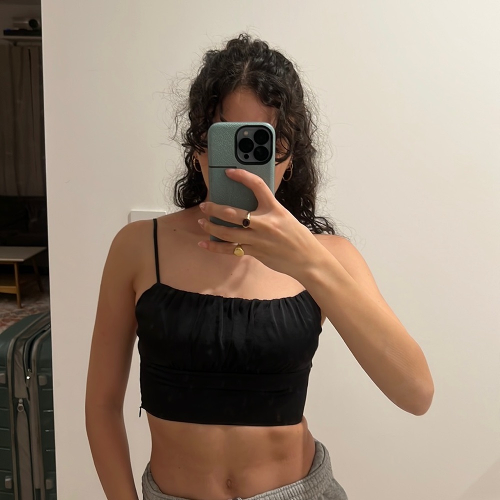 Wilfred Black Silk Crop Top